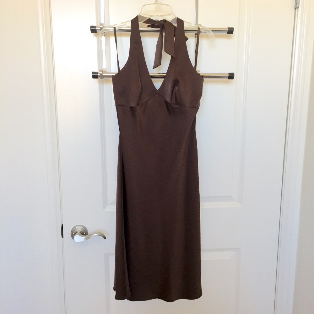 BCBGMaxAzria Satin Empire Halter Dress Size 2
